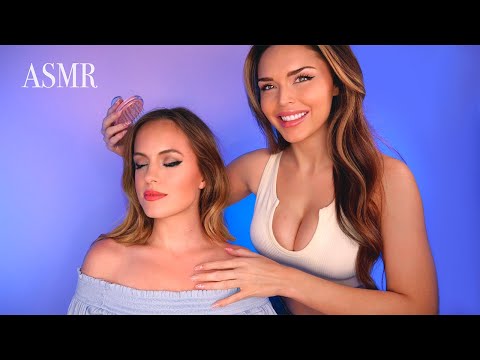 ASMR Massage + Hair Brushing on My Friend 💆