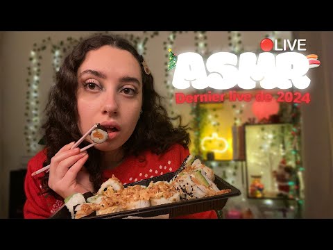 🌙 ASMR FRANÇAIS : DERNIER LIVE DE 2024, DÉGUSTATION DE SUSHIS !! 🍣 (3H)