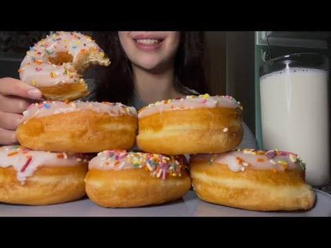 ASMR VANILLA FROSTED DONUTS WITH SPRINKLES *DUNKIN’ DONUTS*
