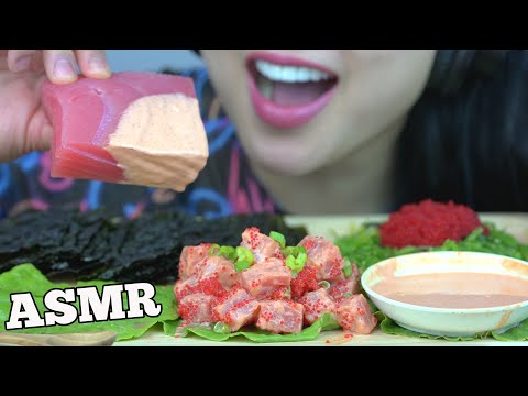 ASMR TUNA SASHIMI + TOBIKO EGGS (CRUNCHY EATING SOUNDS) NO TALKING | SAS-ASMR