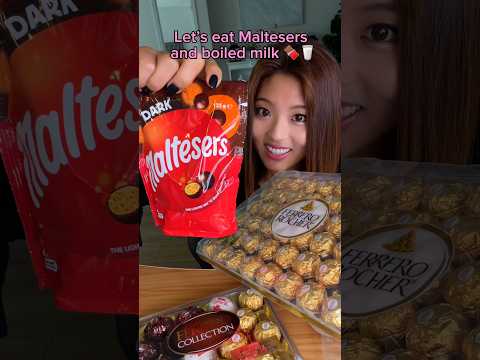 Let’s eat maltesers and boiled milk 🥛 #food #eating #mukbang #chocolate #asmr