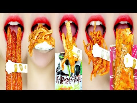 SPICY CHINESE SNACK + RICE (Latio, Enoki) 중국 간식 이모지 먹방 EMOJI FOOD EATING SOUNDS [ASMR MUKBANG]