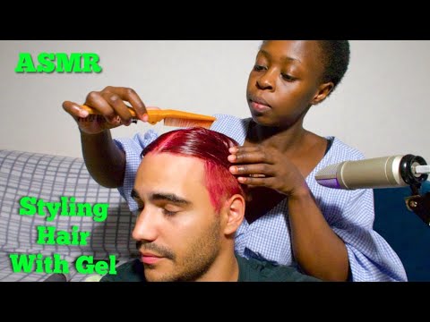 ASMR Styling Pink hair with GEL {Comb & Squichy Gely Sounds}