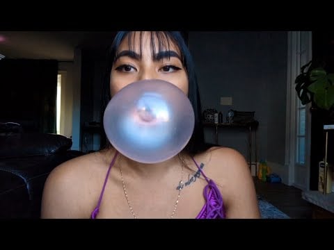 ASMR Chewing Gum And Blowing Big Bubbles, Popping Sounds, Relaxing