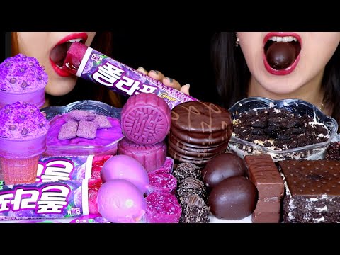 ASMR PURPLE MYSTERY PUDDING, CAKE POP, OREO TIRAMISU, CHOCOLATE EGG CAKE, MOONCAKE, ICE CREAM BAR 먹방