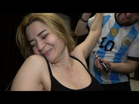 MY MOST TICKLISH FEMALE MASSAGE EVER & CRACKS + ASMR electroshock,head,face,ear,chest,armpit massage