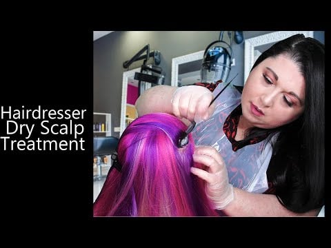 ASMR Hairdresser Dry Scalp Check and Treatment (Gloves, Plastic Apron, Soft Whispers, Hair Brushing)