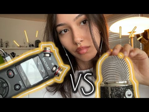 ASMR ☆ Blue Yeti vs. Tascam – Same Triggers on different Mics (mic biting, foam cover,..)
