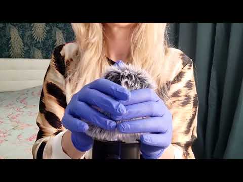ASMR Pure Tingles:Blue Latex & Fluffy Mic ASMR (No Talking)