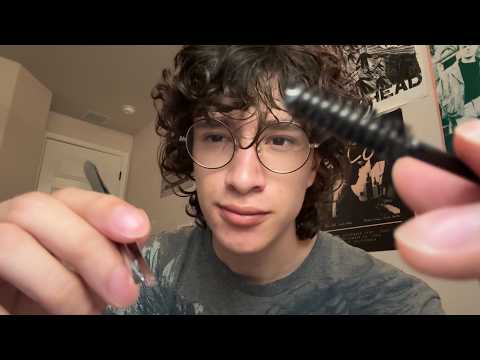 ASMR Plucking & Shaping Your Eyebrows Before Going Out 💤