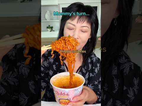 how many bites to finish a cup of 10x spicy buldak glass noodles? #food #eating #mukbang #challenge
