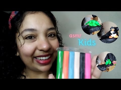 ASMR Kids Brincando de massinha de modelar, fazendo animais 🐊🐧🦇 Fala Suave