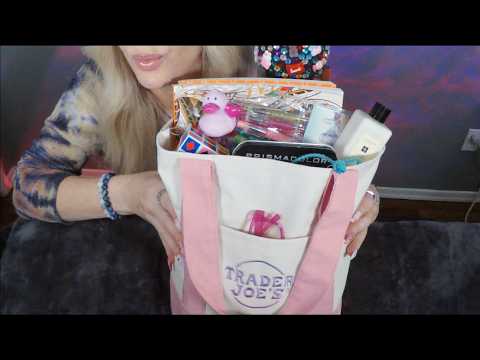 ASMR Gum Chewing What's In My Viral Trader Joe's Analog Bag | Whispered