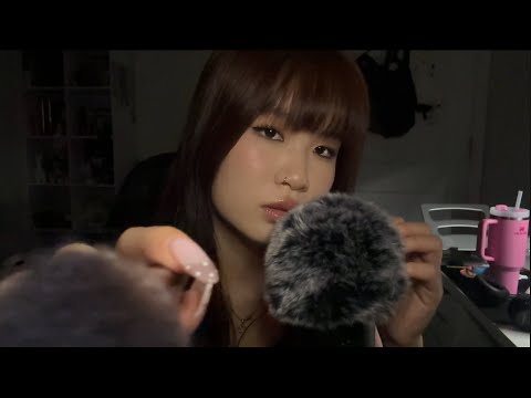 ASMR Mouth Sounds + Touching the Fluffy Mic