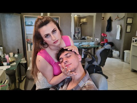 💈ASMR HEAD, FACE & BACK MASSAGE w/ SOFT SCRATCH by LADY BARBER | SLEEP TIGHT