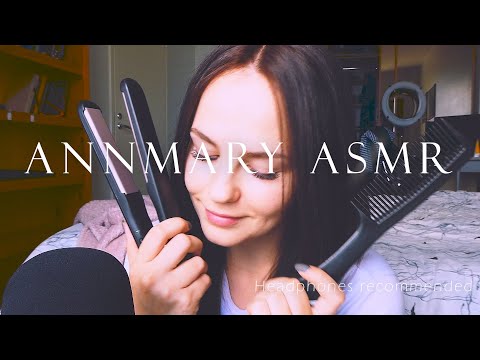 ASMR Hair brushing and straightening