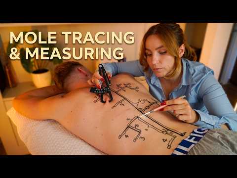 ASMR Back MOLE Tracing & Marking with Detailed MEASURING & CONNECTING the Dots | real person asmr