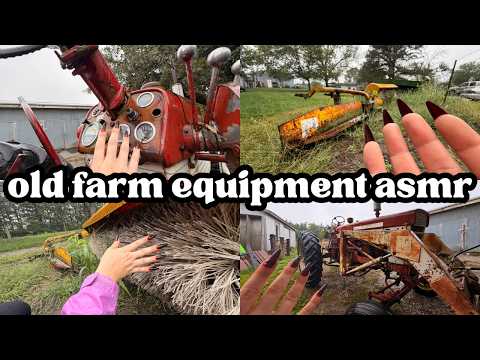rainy outdoors asmr on old farm equipment - lofi