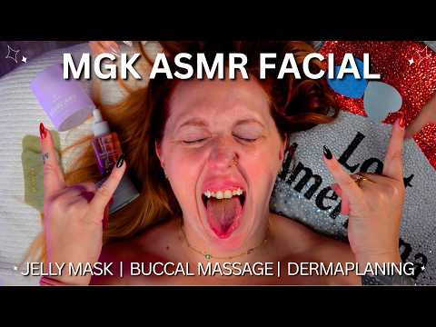 MGK Inspired ASMR Facial: Pink & black Jelly Mask & Hair Play 🎸#asmr