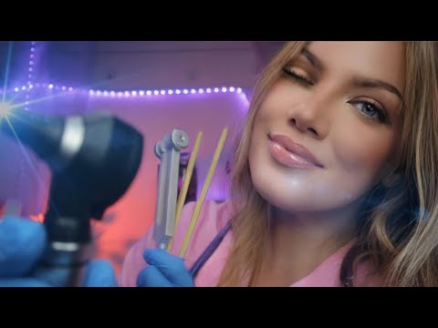 ASMR Nurse Exam BUT YOU CAN CLOSE YOUR EYES. Ear, Otoscope, Medical Cranial Nerve, Eye, Hearing Test