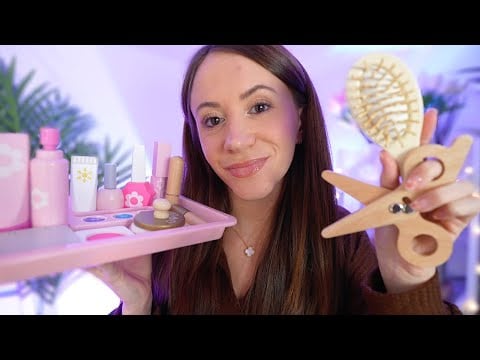 ASMR Wooden Personal Attention / Makeup, Skincare, Haircut 💄✂️ (layered sounds)