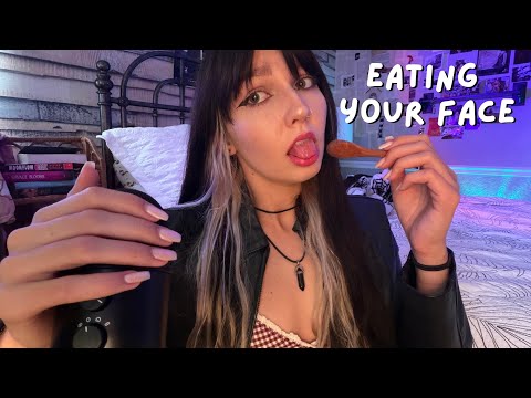 ASMR EATING YOUR FACE 🥄 (Spit Painting, Mouth Sounds, Fast and Aggressive) 