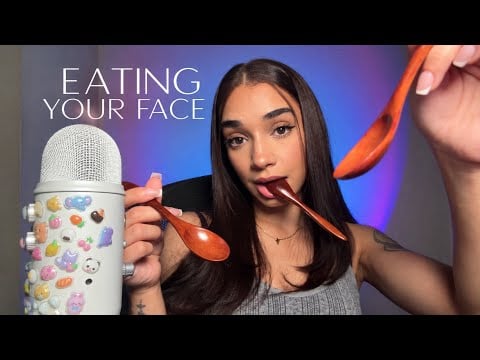 ASMR Eating your Face with a Wooden Spoon 🥄💗