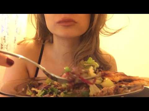 ASMR/Mukbang - Turkish Food (Doner Kebab & Salad) & Ice Cream - Eating Sounds