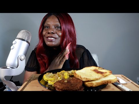 Butter Squash With Veggie Burger On Toast ASMR Eating Sounds