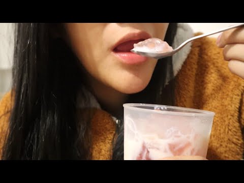 ASMR comiendo Gelatina con leche condensada