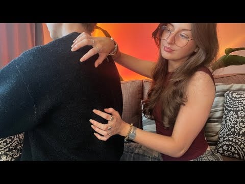 ASMR Scratching my boyfriends back (fabric scratching, back massage, personal attention)