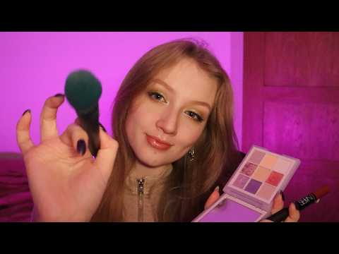 [ASMR] Pampering you with a purple makeup look 💜 ~ layered sounds, soft spoken