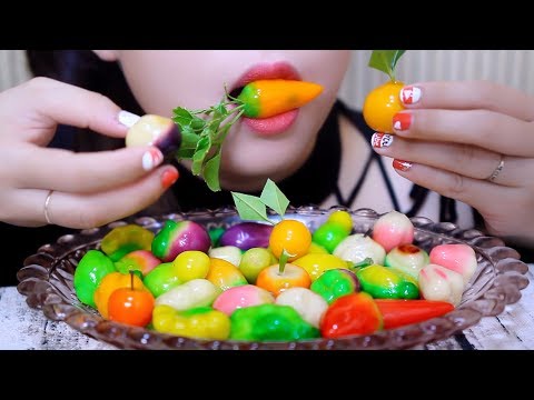 ASMR Fruit shaped Mung Bean Cake (SOFT EATING SOUNDS) | LINH-ASMR