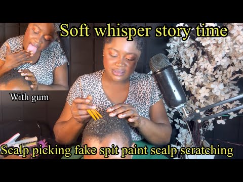 ASMR✨tingly mouth sound fake spit paint, hair scratching and scalp nitpicking for sleep💫