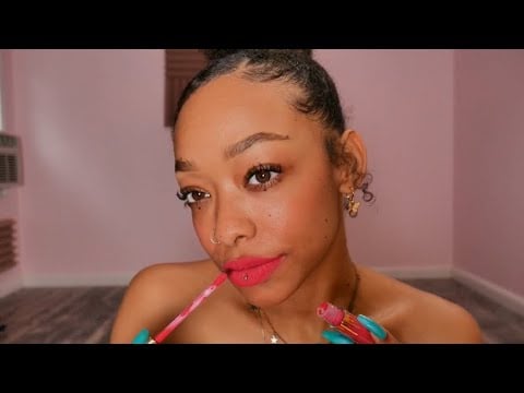 ASMR | KYLIE COSMETICS LIPSTICK APPLICATION 🩷 [ tube sounds, kisses, mouth sounds ] 💋