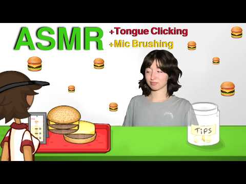 Papa's Burgeria Asmr! 🍔  | +Whispers, Tongue Clicking, & Mic Brushing!