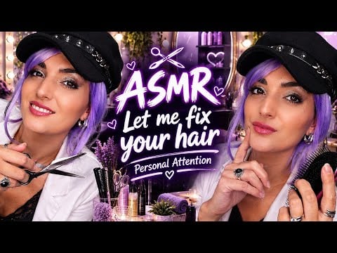 ASMR HAIR SALON 💜 Let me fix your hair 💇🏻‍♀️🪮  Personal Attention 🥰