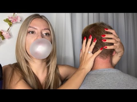 ASMR Head Scratching + Gum Chewing & Bubbles🫧