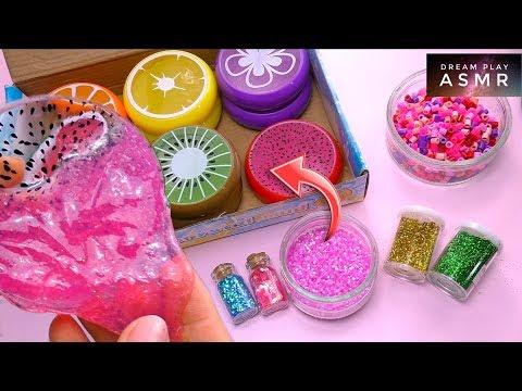 ★ASMR★ Satisfying Früchte Slime mixen mit Glitter & Perlen  + Clear slime retten  | Dream Play ASMR