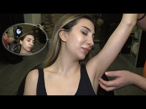 LADY'S EAR OIL REMOVAL & TICKLE ARMPIT MASSAGE + CRACKS + ASMR head,chest,belly,back,foot massage