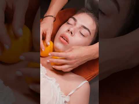 ASMR relaxing face and neck massage with oranges for Lisa #asmrmassage