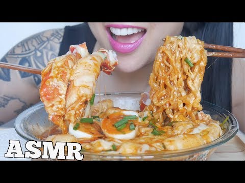 ASMR SPICY CHEESY NOODLES + CHEESY RICE CAKES + KING CRAB (EATING SOUNDS) NO TALKING | SAS-ASMR