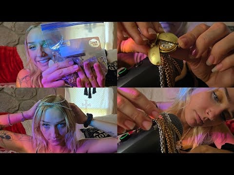 Cleaning and playing with vintage jewelry ASMR 