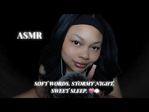 ASMR | Whispering Tingly Trigger Words For Sleep With Rain And Thunder Sounds