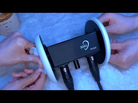 ASMR Brain Melting Ear Massage for Deep Sleep 😴 3Dio, oil, cream, foam etc. / No Talking / 耳マッサージ