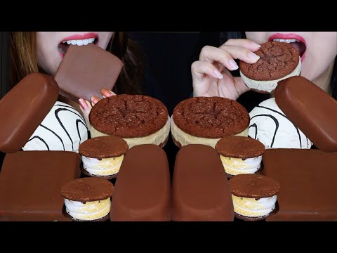 ASMR KLONDIKE ICE CREAM BAR, S'MORES CHOCOLATE LAVA SANDWICHES, BLACK & WHITE DOME CAKES 먹방