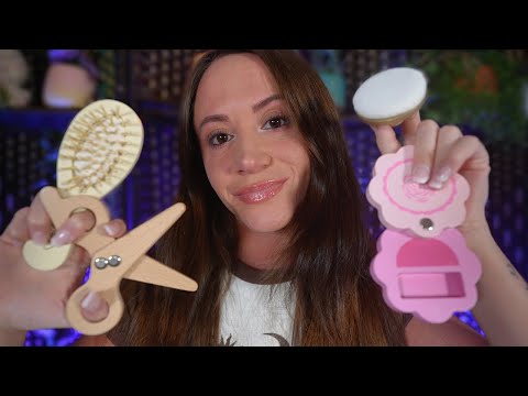 ASMR Wooden Haircut & Makeup For Sleep 🪵 (no talking, layered sounds)