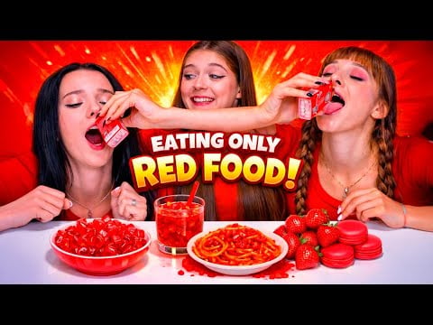 ASMR No Reaction Challenge, Hard VS Soft VS Normal Food, Eating Only Red Food Compilation