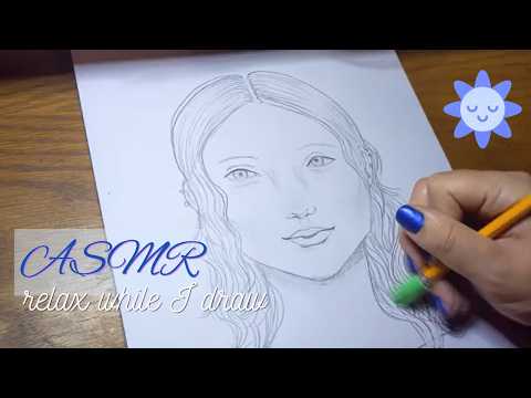 ASMR ❤︎ Drawing woman's face ⋆˚✿˖° No Talking