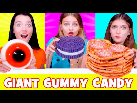 ASMR Giant Gummy Candy Challenge Big, Medium, Small #mukbang